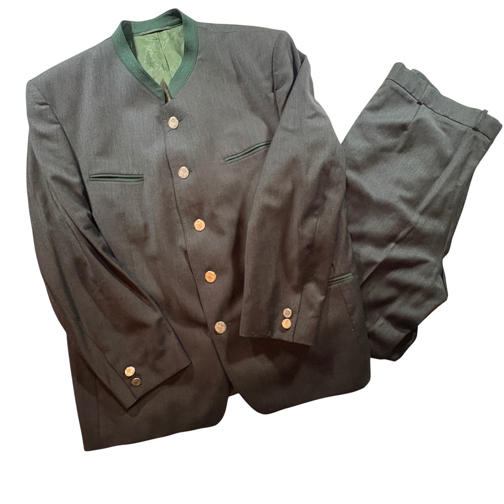 Lodenfrey Trachten Suit Mens 27 Charcoal Virgin Wool Austrian Bavarian Jacket